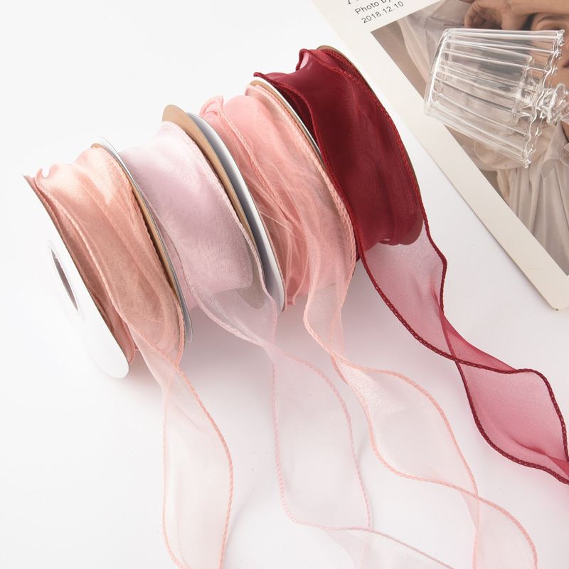 

Pita Organza Ribbon 4cm Flower Bucket Ribbon Pita mewah Import Transparant