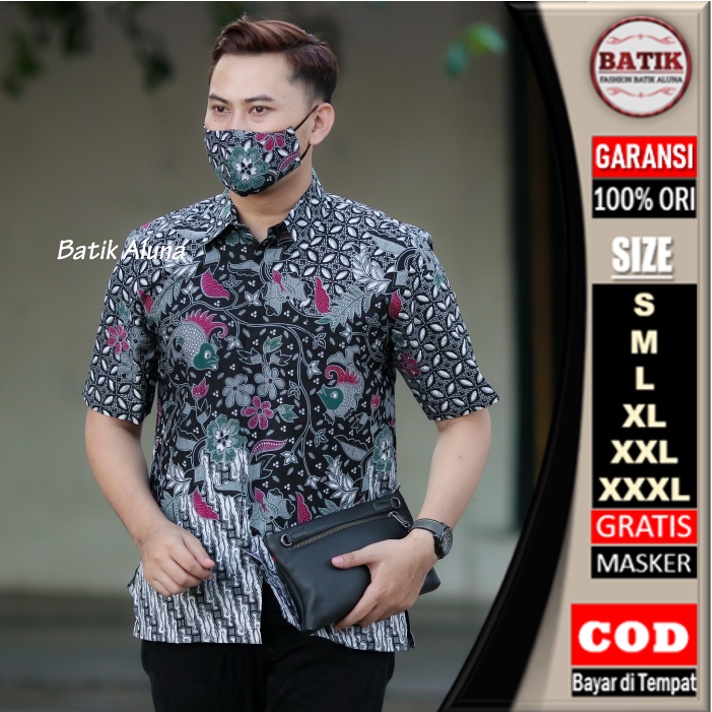 kemeja Batik Pria Premium Lengan Pendek Atasan Batik Pria Cowo Cowok Ori Original Full Furing Jumbo Modern Full Puring Terbaru Formal Slimfit Slim fit Eksklusif