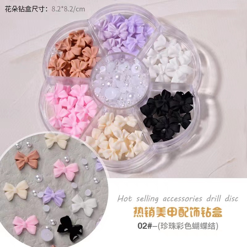 HIASAN PITA SMALL NAIL BOW RESIN 3D PITA NAILART RESIN MIX COLOR PEARL NAILART CHARMS GOLD HARDWARE