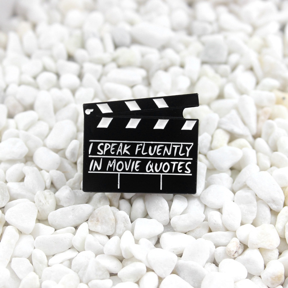 Bros Pin Enamel Desain Clapboard Film Kreatif Untuk Kerah Jaket Denim