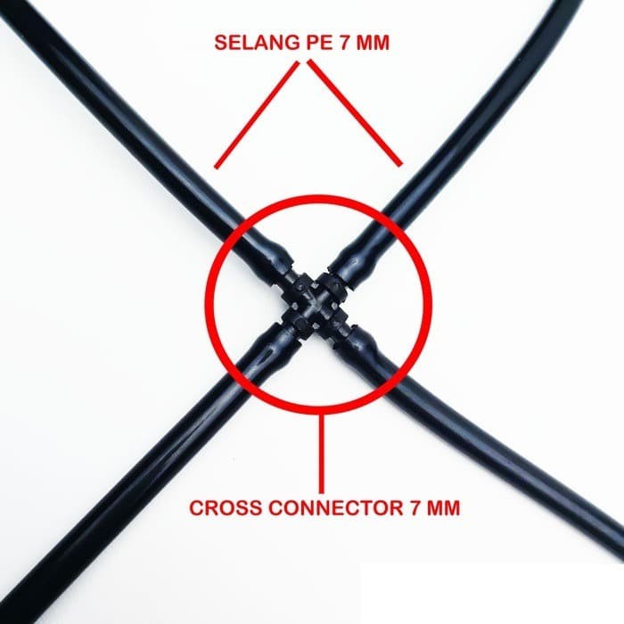 Cross 7 mm / Konektor, Nepel, Neppel, Nipel cabang 4 / Irigasi Micro