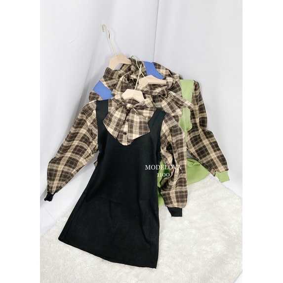 MDLV 1100 LIVIANA TIE NECK KNIT TOP KOREA DRESS KOREA DRESS RAJUT PREMIUM DRES CANTIK FASHION IMPORT