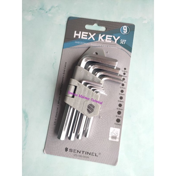 SENTINEL 9 Pcs SET Kunci L Pendek Hex Key Plat Flat Short 9PCS