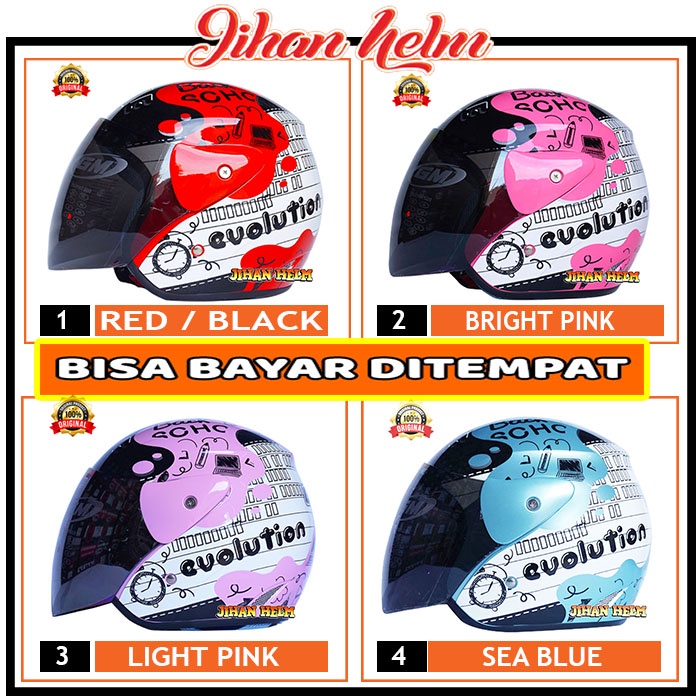 HELM / HELM GM / HELM WANITA / HELM WANITA GM EVOLUTION NOTE WHITE RED TERBARU