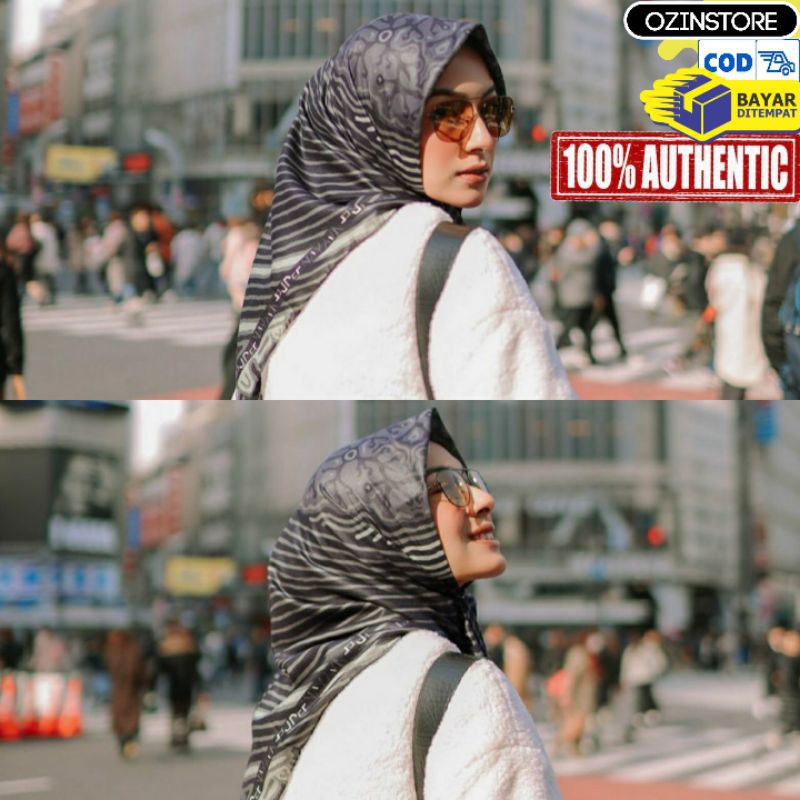 Kerudung Jilbab Deenay Ayara Black Voal Segiempat Motif Terbaru Hijab Denay Ori Original Authentic