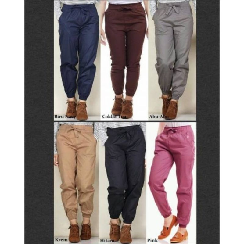 Celana Panjang Jogger Katun Wanita . Jogger Katun Stretch . Jogger Pants Wanita Murah