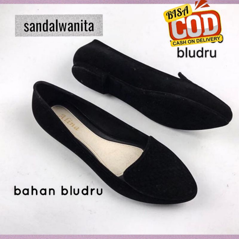 Sepatu Jelly Bludru Wanita Karet Flatshoes Import