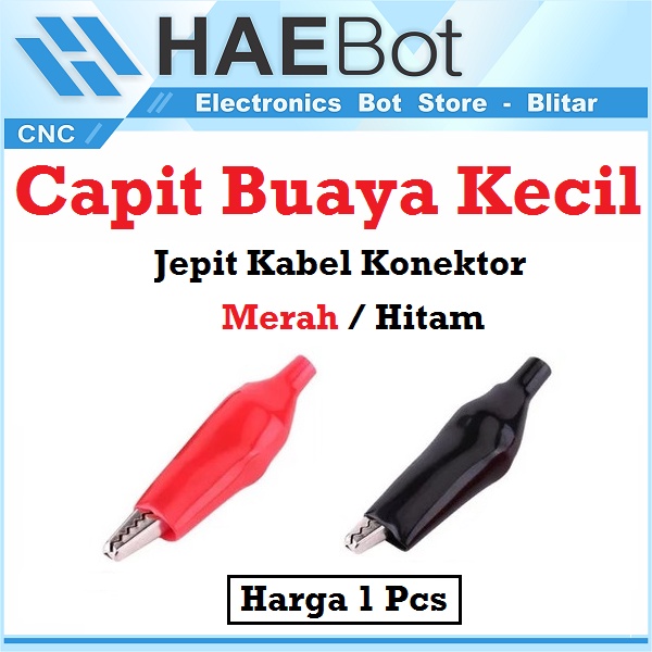 [HAEBOT] Capit Buaya Jepit Kabel Aki 4cm Merah Hitam Kecil Alligator Klip Cable Clip Mini