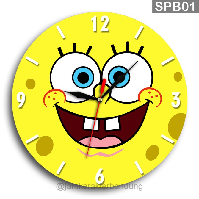 JAM DINDING ANIMASI SPONGEBOB KARAKTER KARTUN LUCU KAYU UNIK