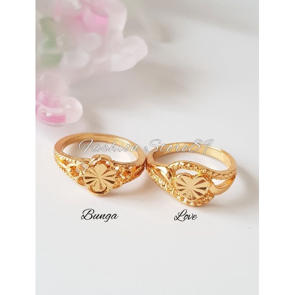 Cincin Fashion Lapis Emas Love Bunga Impor Perhiasan lapis emas Yaxiya impor Dewasa