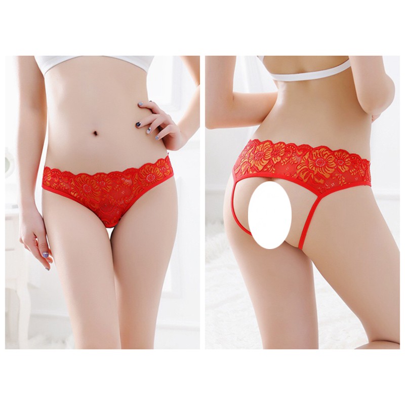 Celana Dalam Wanita Open G-String Sexy Hollow Lace Motif Bunga 087