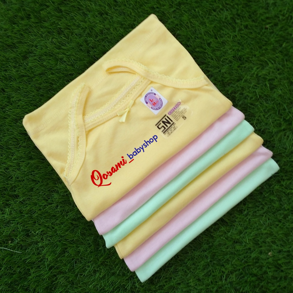 L - MOM WARNA 6 pcs Kaos Dalam Bayi Perempuan Uk S, M, L, XL SNI