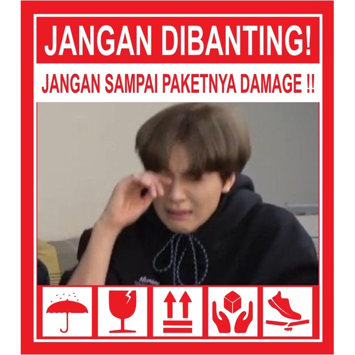 STIKER FRAGILE KPOP LUCU KOREA STIKER JANGAN DIBANTING-T
