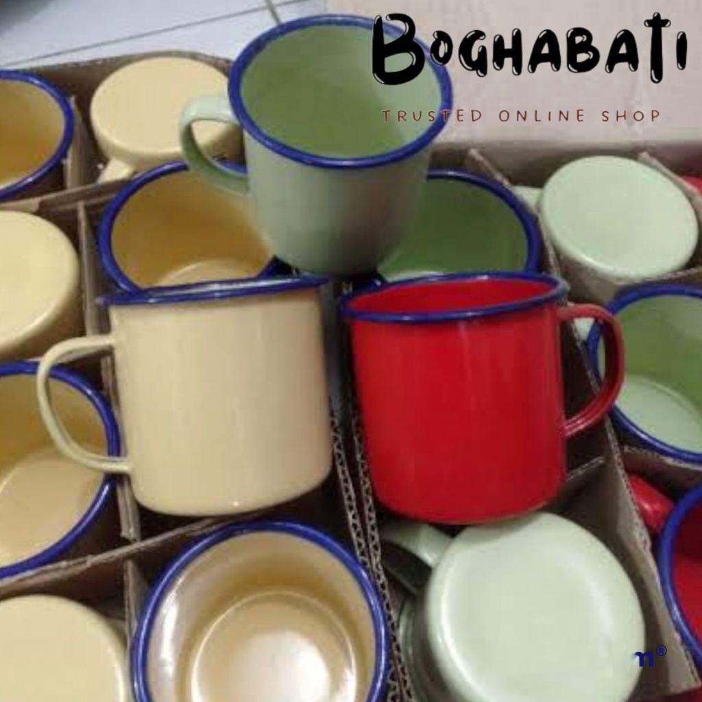 Gelas Cangkir Mug Gunung Enamel Warna Lengkap tanpa tutup