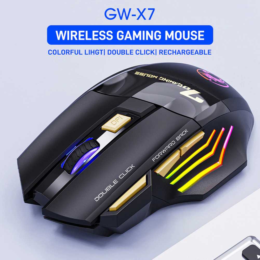 iMice Wireless Gaming Mouse Ergonomic RGB Rechargeable 3200 DPI GW-X7 ( Mughnii )