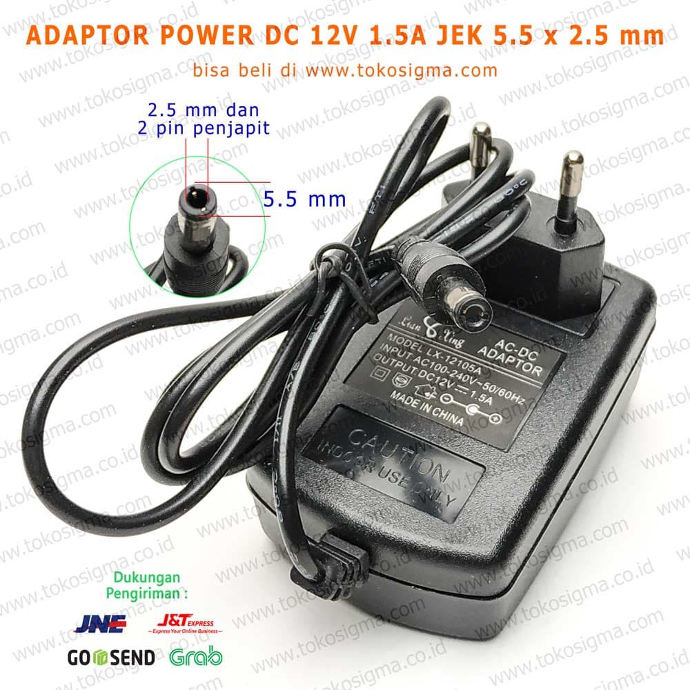 ADAPTOR AC to DC 12V 1.5A jek 5.5x2.5mm