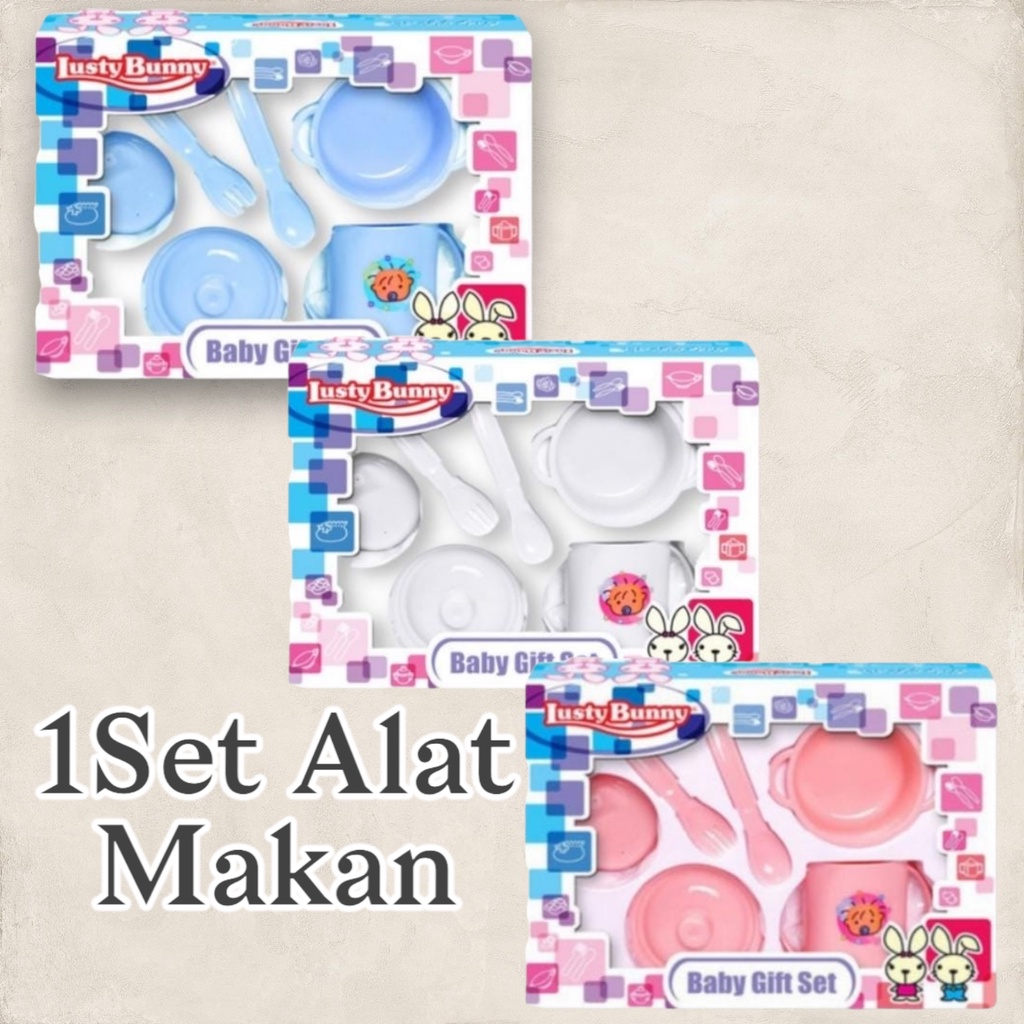 Feeding Gift Set 6in1 Alat Makan Bayi isi 6pcs Tempat Makan Bayi Lusty Bunny Peralatan Makan Anak Bayi