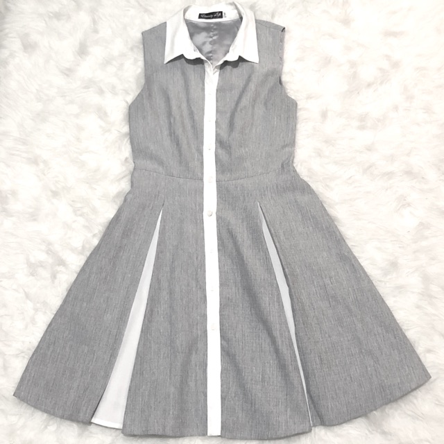 grey dress with white collar