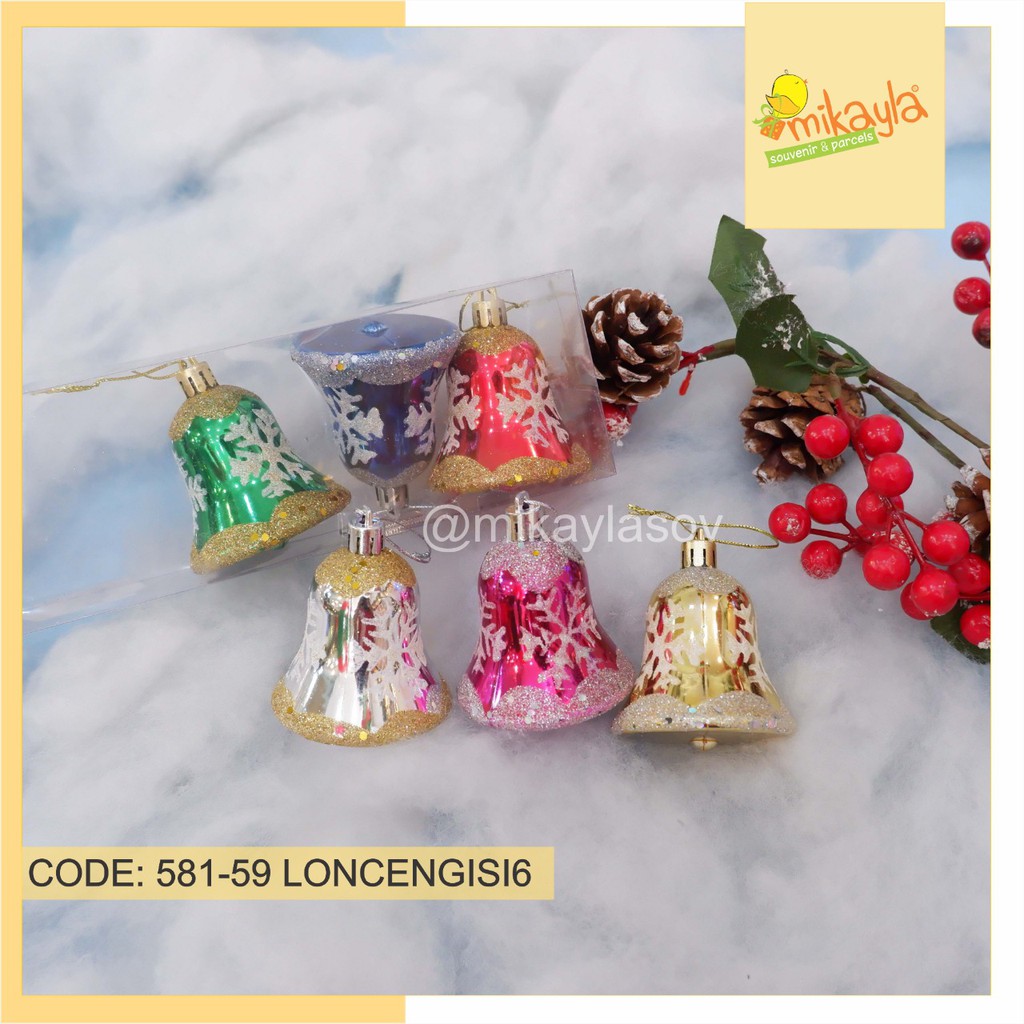 BOLA NATAL/KODE: 581-59 LONCENG (ISI6)/ AKSESORIS NATAL/ HIASAN NATAL/ GROSIR HIASAN NATAL MURAH