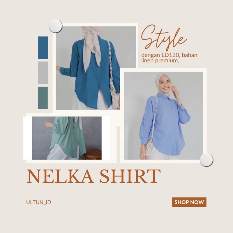 KEMEJA LINEN NELKA SHIRT / KEMEJA WANITA OVER SIZE / KEMEJA WANITA KEKINIAN BAHAN PREMIUM ADEM DAN NYAMAN DI PAKAI