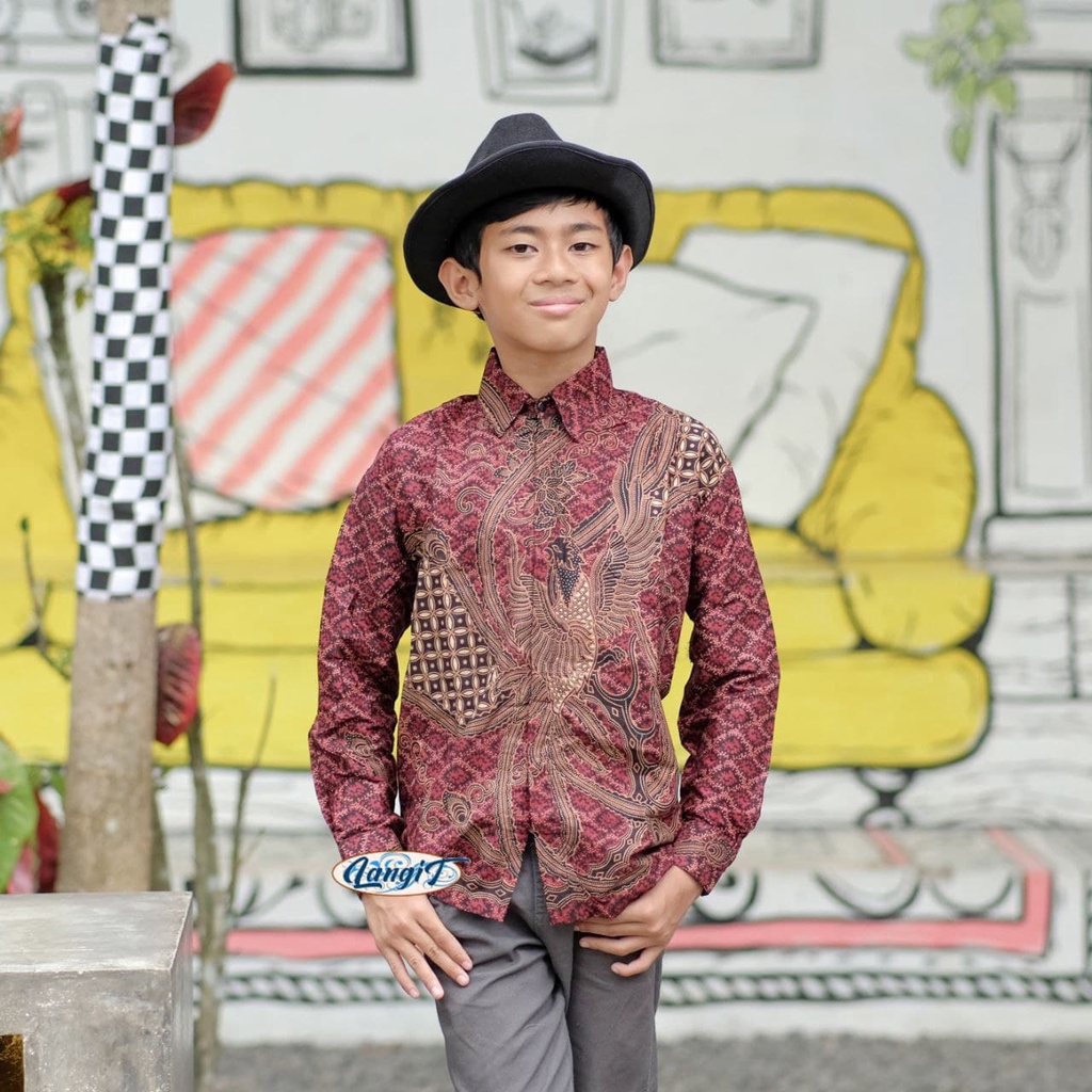 Baju batik anak laki-laki lengan panjang umur 2-13 tahun bisa buat sekolah hari batik