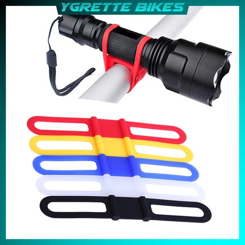 YGRETTE - Silicone Strap Bike Bracket Mount Holder for Flashlight Silikon senter braket sepeda