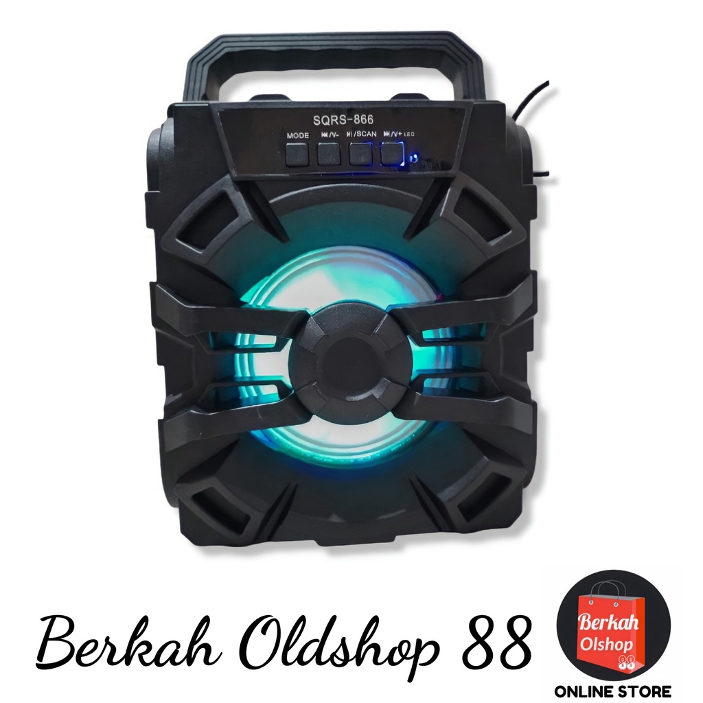 Berkah Oldshop 88 - Speaker Bluetooth Sqrs 866 Bonus Mic/Salon Aktif Portable Radio Fm/Speaker Wireless Led