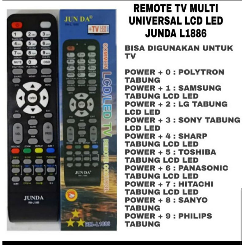 REMOT TV RM- L1886 UNIVERSAL UNTUK SEMUA TV LCD/LED