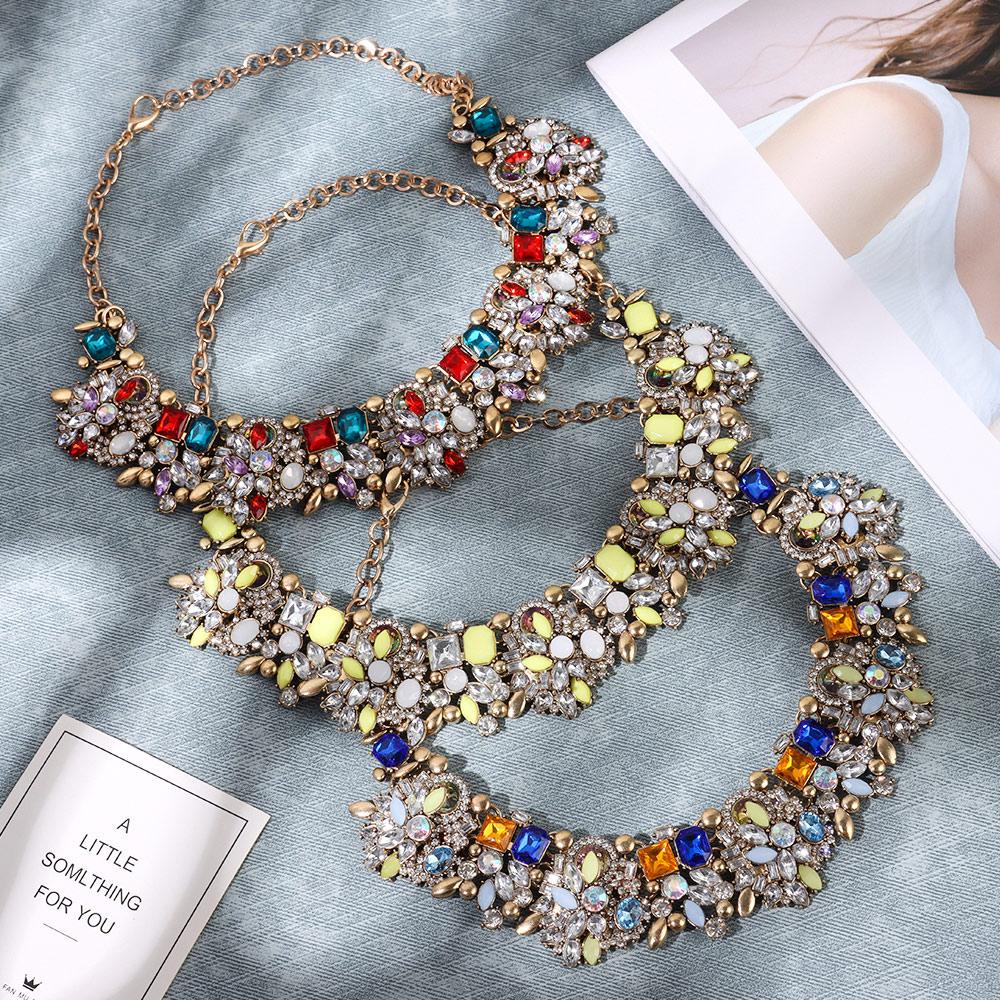 Lily Berlian Imitasi Besar Bib Kalung Fashion Aksesoris Hadiah Indah Pernikahan Jewlery Berlebihan Bunga Kalung Besar Kerah Kalung