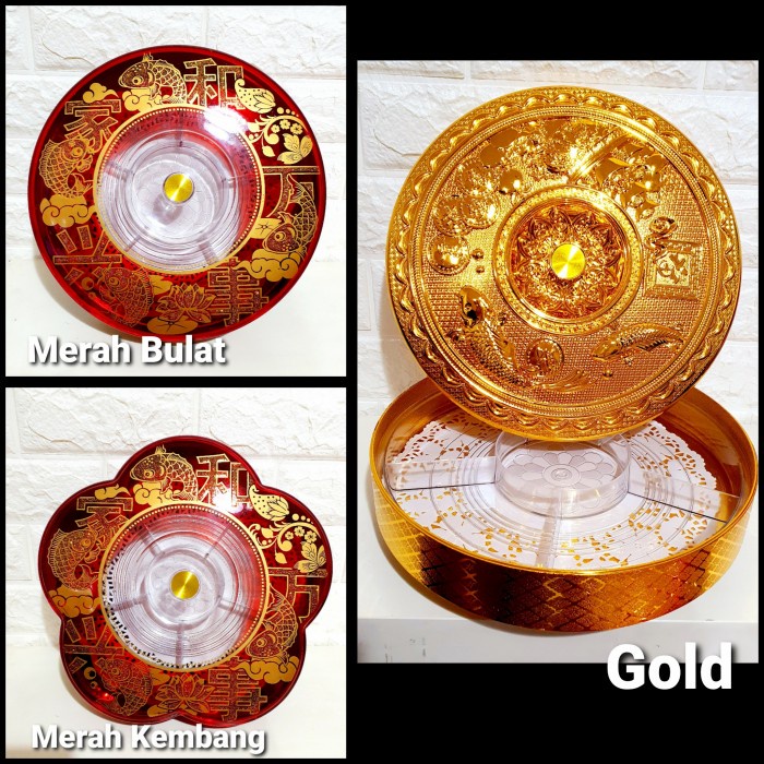 Tempat Permen Kue Imlek Fu Hoki Tempat Kue Putar Rolling Pan Candy Jar Harga Grosir Termurah