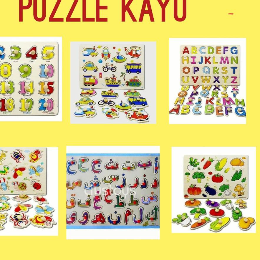 ☼ Mainan Pazel Pazzel Puzzle Kayu Game Huruf Angka Hewan Buah Kendaraam Edukasi Edukatif Anak ➲