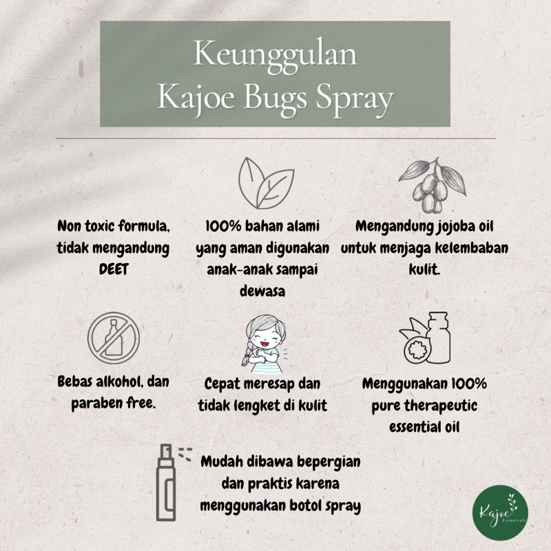 KAJOE BUGS AWAY SPRAY Repellent Anti Nyamuk dan Serangga 60 ML