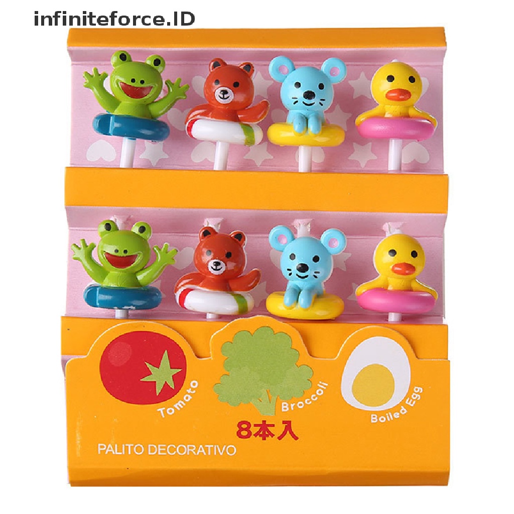 8pcs Garpu Buah / Kue Bentuk Kartun Hewan