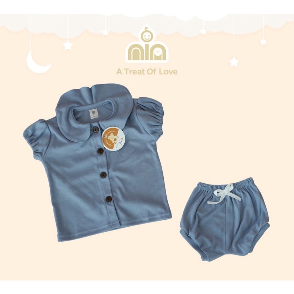 Setelan Baju Bayi 3-6 Bulan Motif Polos Setelan Nia Bee Girl