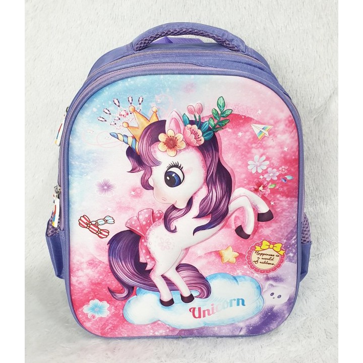 PROMO 10.10 RANSEL TIMBUL TERMURAH Tas Anak Sekolah TK Perempuan LILAC MAHKOTA LILY 3D TIMBUL IMPORT