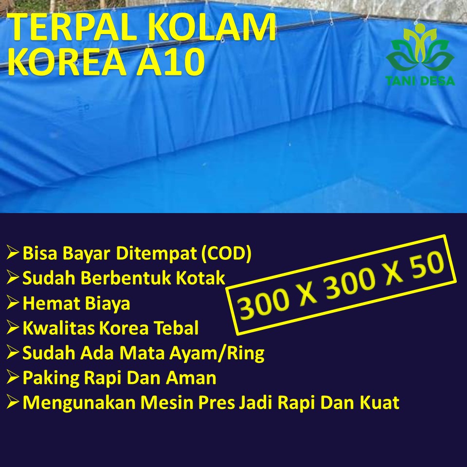 Kolam terpal kotak Bioflok A10 ukuran 3x3x0,5 meter KOREA