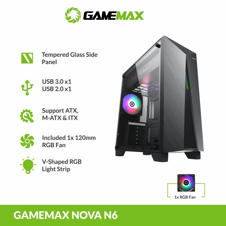 Casing GAMEMAX NOVA N6 ATX Gaming Case Non PSU