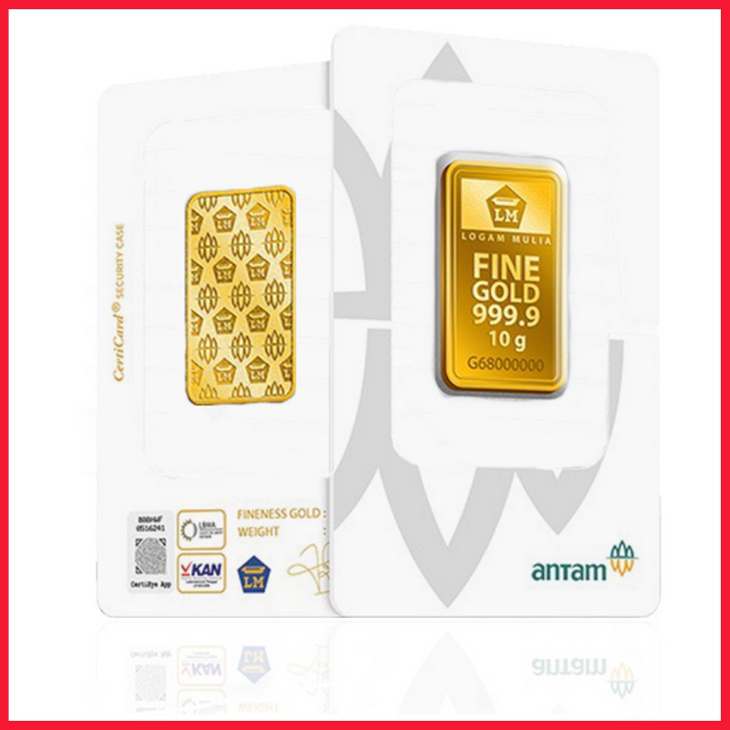 Emas Batangan ANTAM Logam Mulia 24K Gold Bar Gold Fine Gold 10 Gram