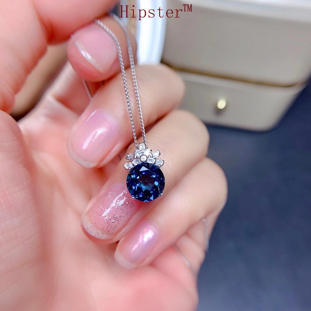 New Fashion Natural Sapphire Pendant Adjustable Ring Delicate Necklace