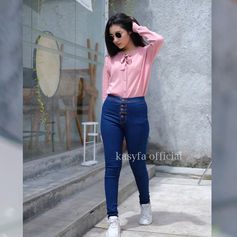 HIGHWAIST KANCING 5 // CELANA JEANS HIGH WAIST WANITA KANCING 5