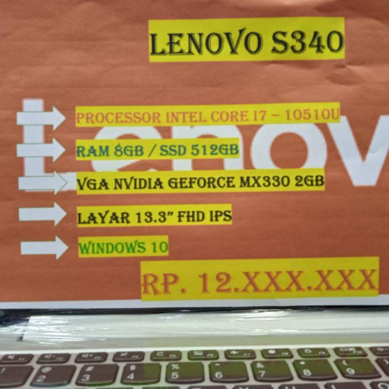 LENOVO S340 I7 10510U 8GB SSD 512GB NVIDIA GEFORCE MX330 2GB