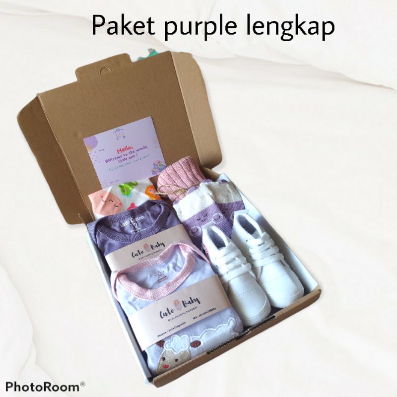Termurah Paket Hampers Bayi / Hampers Baby / Parcel Baby / kado lahiran by cute baby-Paket purple lengkap