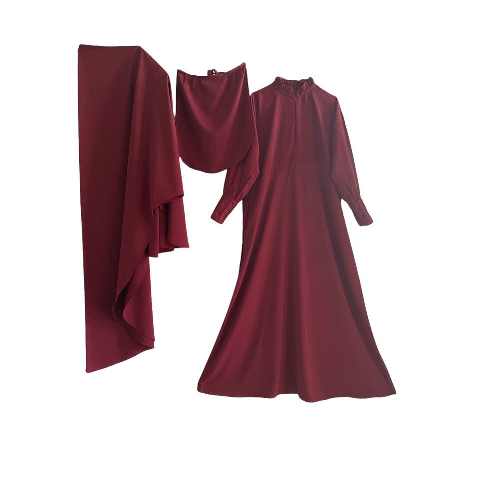 Haura Hijab Syari Gamis Setelan Khimar dan Cadar Meena Set Bahan Woolpeach Lux Size S - XXL-6