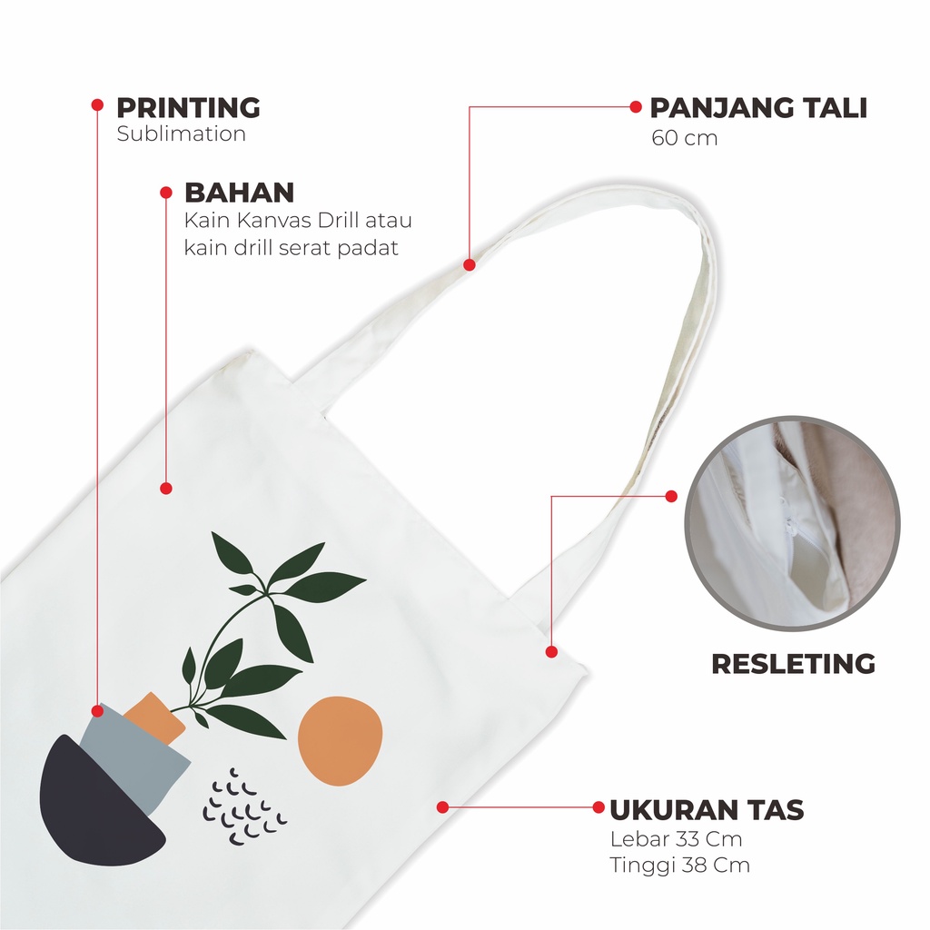 Sevine Tote Bag Tas Wanita Totebag Resleting Custom Tropical Nordic Series - NFW