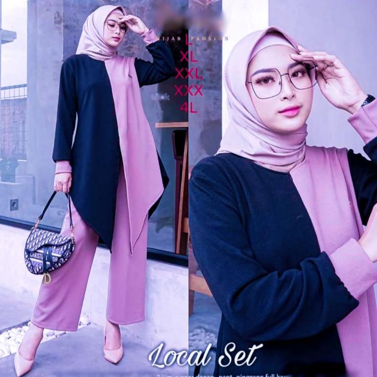 Setelan Jumbo Kekinian Ld Up To 140/Setelan Baju Muslim Model Terbaru 2021/Setelan Baju Muslim Jumbo