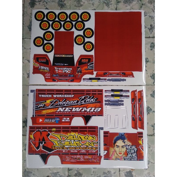 Lembaran PaperCraft Truk Oleng Trending Topik Skala 1:16