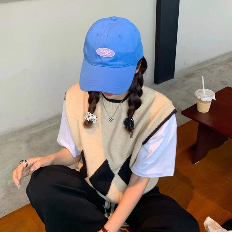 Topi Baseball Motif Bordir Tulisan Gaya Korea