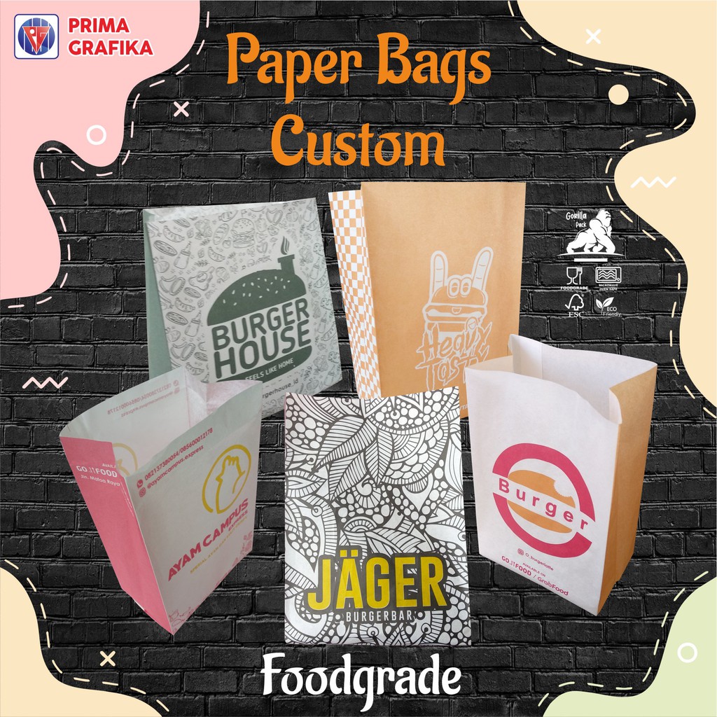 Jual Custom Paper Bag Size M 1 Warna Foodgrade - Paperbag / Kantong ...