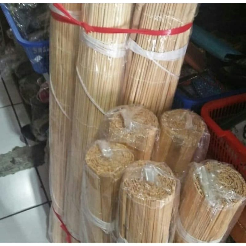 Promo banting harga krey tirai bambu ukuran 50cm X 100cm / tirai bambu gulung warna natural