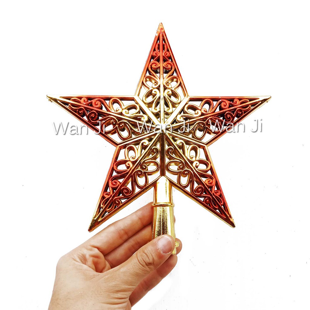 AP87 Hiasan Pohon Natal BINTANG 3D 25 CM | Aksesoris Christmas Pucuk